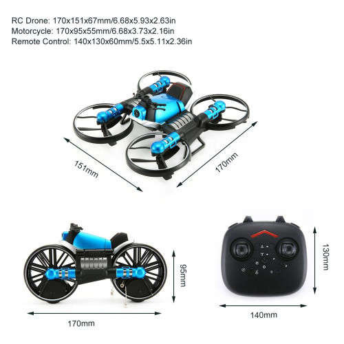 2.4G 2 In 1 Electric RC Deformation Motorcycle Drone WIFI Control RTR Model