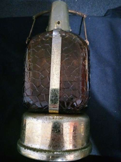 Vintage Amber Glass Brass Decanter Lantern  Liquor Bourbon Whiskey Bottle Music Box