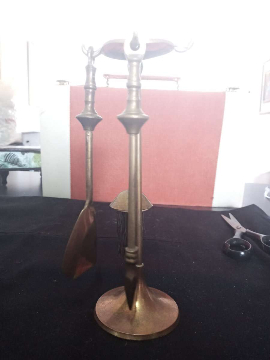 Antique French Brass Fireplace Kit accessories miniature