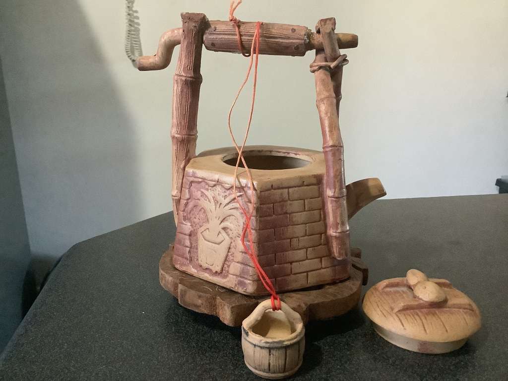 Fine antique vintage zisha teapot Of a wishing well Ceramic