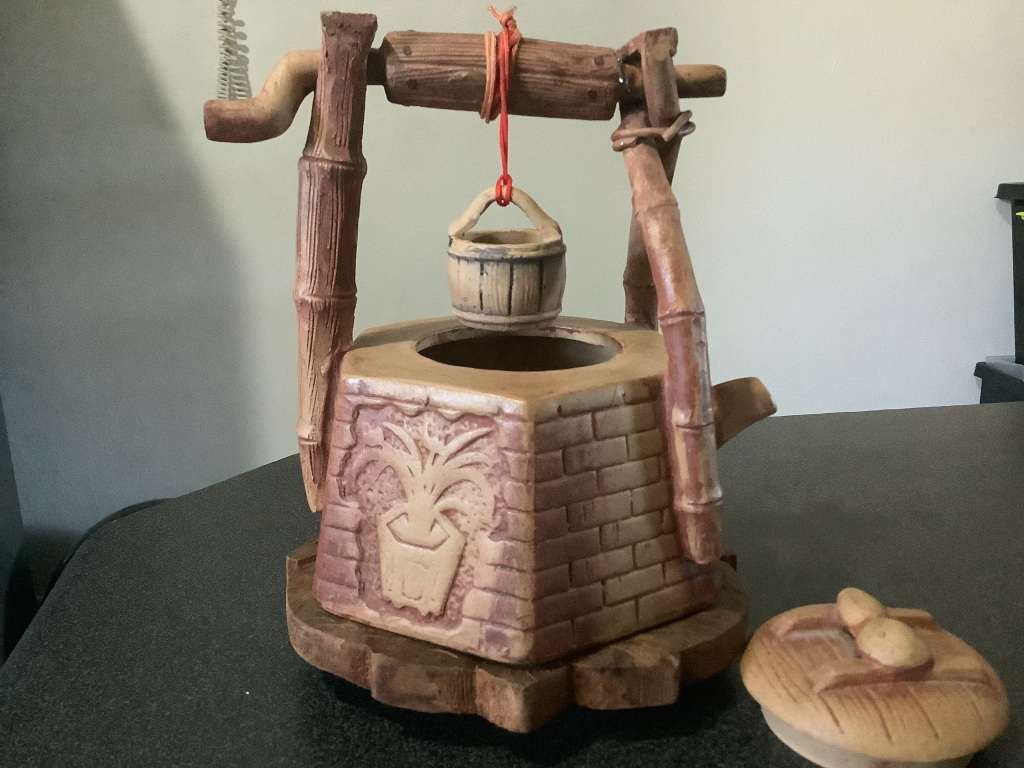 Fine antique vintage zisha teapot Of a wishing well Ceramic