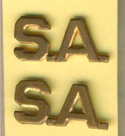 (0218) PAIR SHOULDER TITLES - SA Universal (Variety) - Pin-Backed - ORIGINAL!!