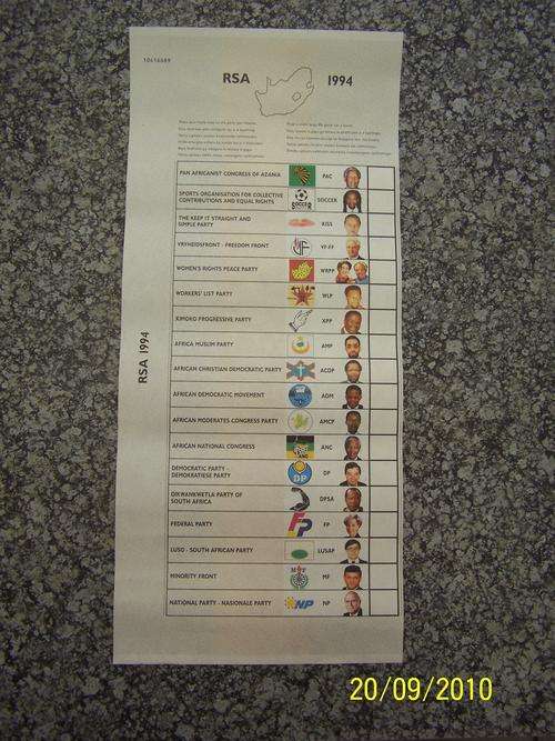 (0330) 1994 RSA BALLOT PAPERS (Unused) - ORIGINAL!!