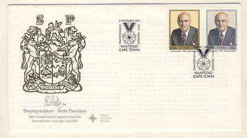 *F1480 - R.S.A. 1984:-   F.D.C. No. 4.9a - Inauguration of Pres. P.W. Botha