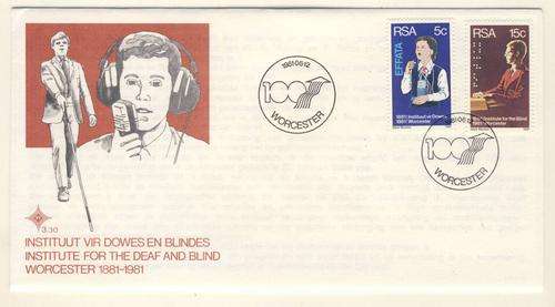 *F1483 - R.S.A. 1981:-   F.D.C. No. 3.30 - Institute for the Deaf and Blind, Worcester 100 Years