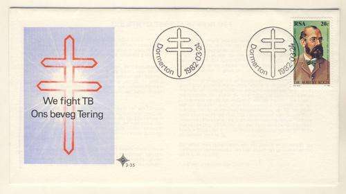 *F1484 - R.S.A. 1982:-   F.D.C. No. 3.35 - We Fight TB, Centenary Dr R. Koch