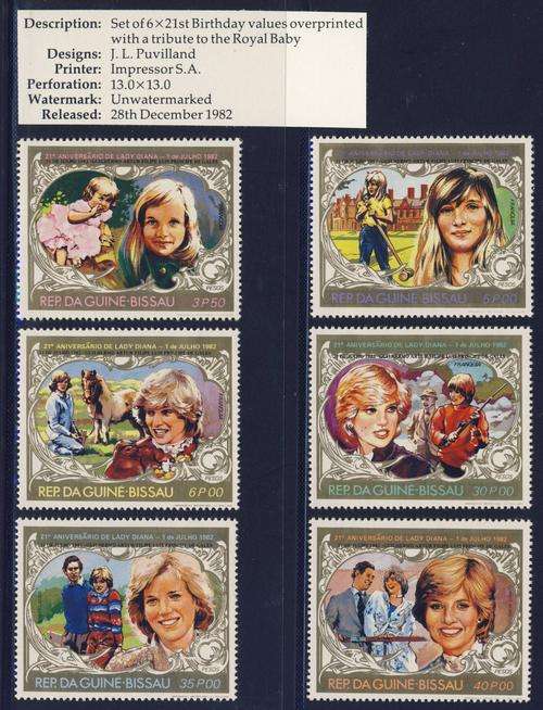 *F1904 - GUINEA BISSAU 1982 - Royal Baby - Set of 6 Stamps - **UM