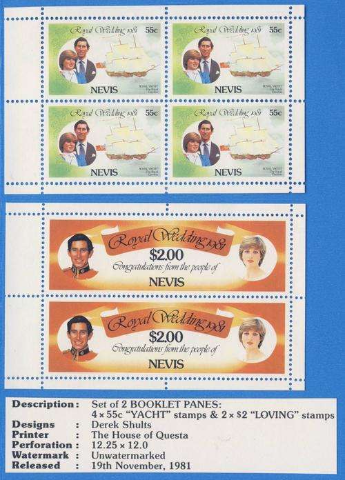 *F1981 - NEVIS 1981 - Royal Wedding - Set of 2 Booklet Panes - **UM