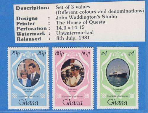 *F2090 - GHANA 1981 - Royal Wedding - Set of 3 Stamps - **UM