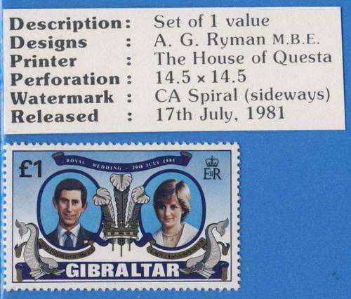 *F2092 - GIBRALTAR 1981 - Royal Wedding - 1 X 1Pound Stamp - **UM