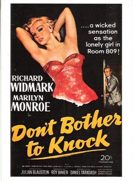 Richard Widmark Marilyn Monroe  - Don't Bother to Knock - Twentieth Century Fox Card