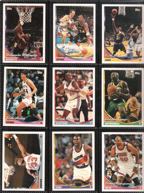Basketball 1994 Topps Trading Cards x 9 [Loose]