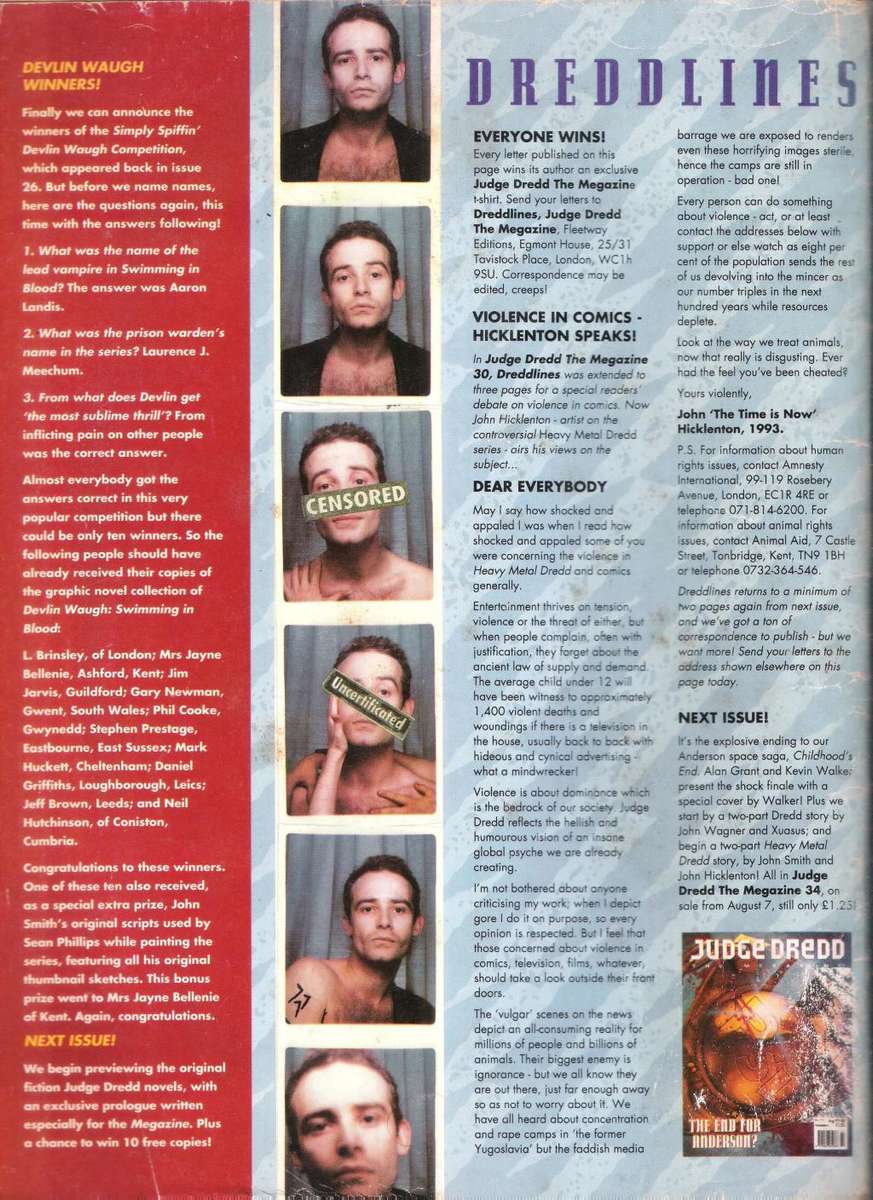 JUDGE DREDD - The Megazine Vol. 2 No.33 Jul 24 - Aug 06 (1993)