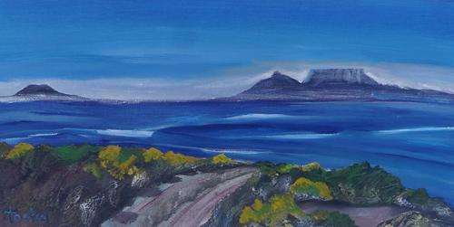 TOSHA (ORIGINAL) -- TAFELBERG -- A different view -- 51cm(W) X 26cm(H) -- Ready to hang and enjoy.