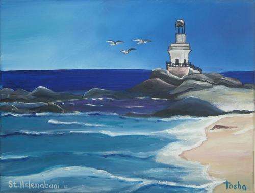 TOSHA -- ST HELENABAAI -- LIGHT HOUSE  -- 40cm(W) X 30cm(H) -- Ready to hang and enjoy.