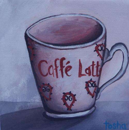 TOSHA (original) -  COFFEE MUG -- Ready to hang -- 20cm x 20cm
