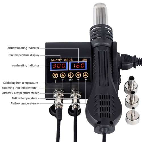 JCD 8898 HOT AIR WITH SOLDERING IRON AND EXTRAS