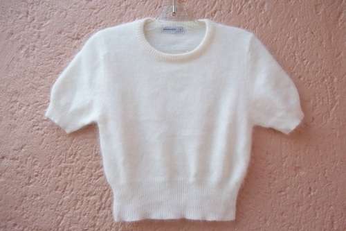 White Angora Cropped Top / Sweater - Size Medium