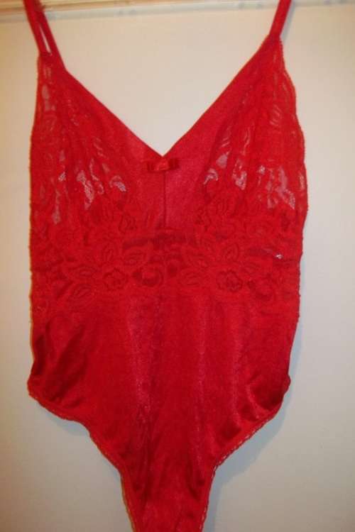 Off Limits Red Stretch Lace Body Suit - Size 12 (36)