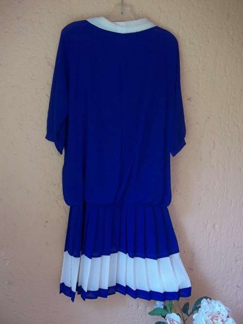 STUNNING RETRO STYLE BLUE PAZZAZ  DROPPED WAIST DRESS - SIZE 34