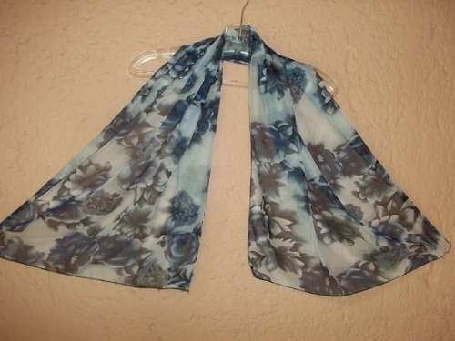 SHADES OF GREY AND AIR FORCE BLUE CHIFFON SCARF