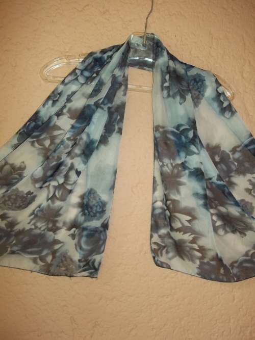 SHADES OF GREY AND AIR FORCE BLUE CHIFFON SCARF