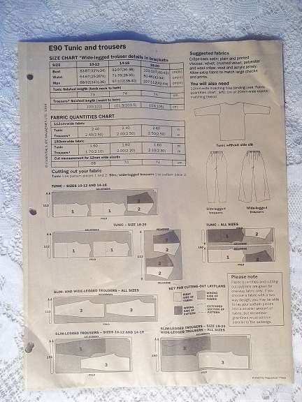 Essentials Contemporary Pattern E90 Simply Chic - Elegant Tunic with Trouses - To Fit Sizes 10 to 20