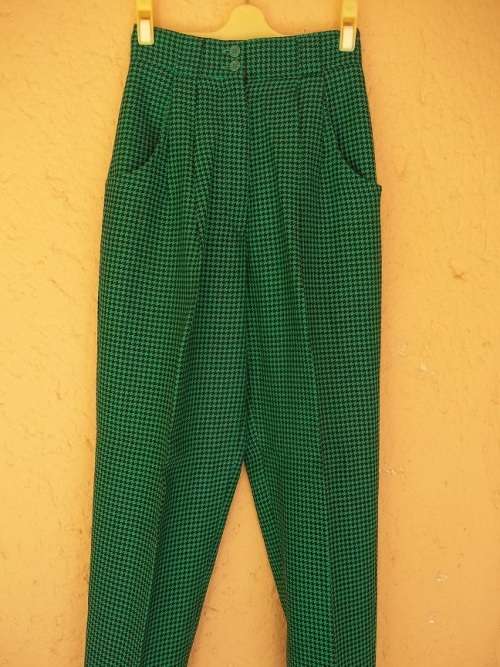 VINTAGE MISS CASSIDY PURE NEW WOOL HOUNDSTOOTH PANTS - 32