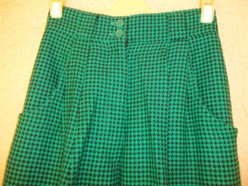 VINTAGE MISS CASSIDY PURE NEW WOOL HOUNDSTOOTH PANTS - 32
