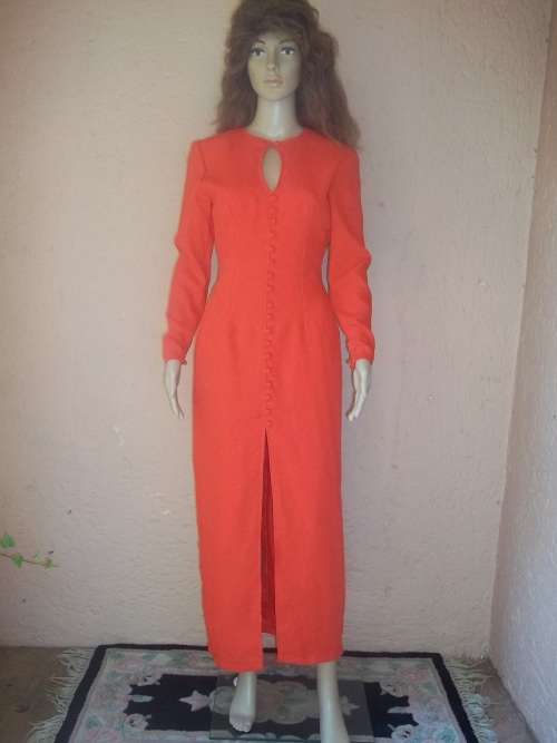 RED MARTY M LONG EVENING DRESS WITH CUT OUTS - SIZE 32