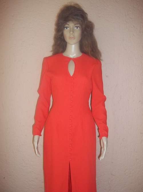 RED MARTY M LONG EVENING DRESS WITH CUT OUTS - SIZE 32