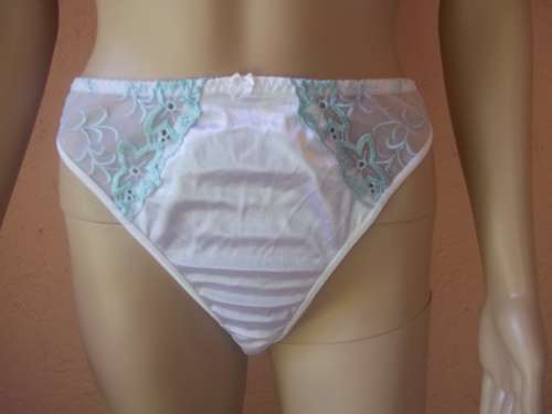 WHITE KELSO  BRA SET WITH BLUE LACE INSERTS - BRA SIZE - 34 C TANGO - MEDIUM