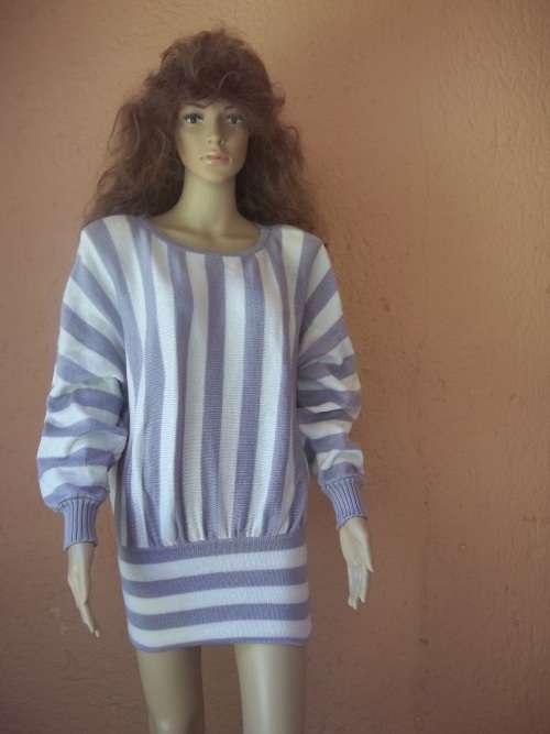 CARADA LILAC STRIPED LONG LINE VINTAGE SWEATER - SIZE 36