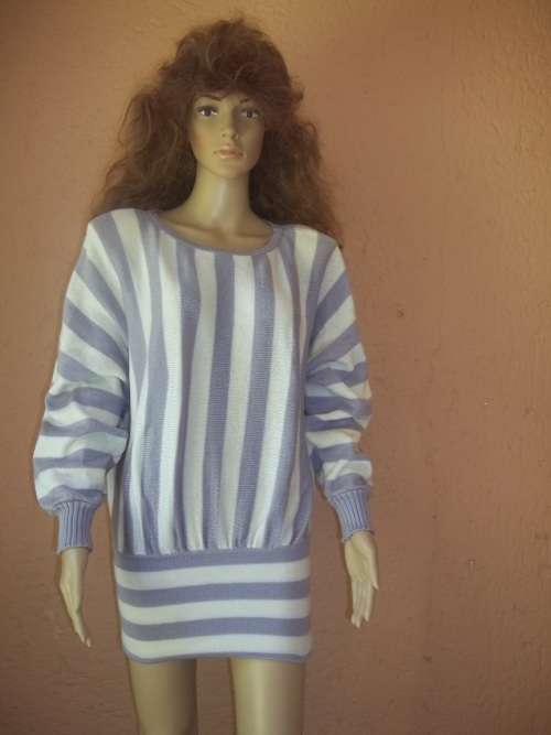CARADA LILAC STRIPED LONG LINE VINTAGE SWEATER - SIZE 36