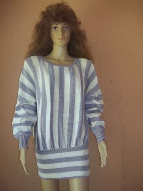 CARADA LILAC STRIPED LONG LINE VINTAGE SWEATER - SIZE 36