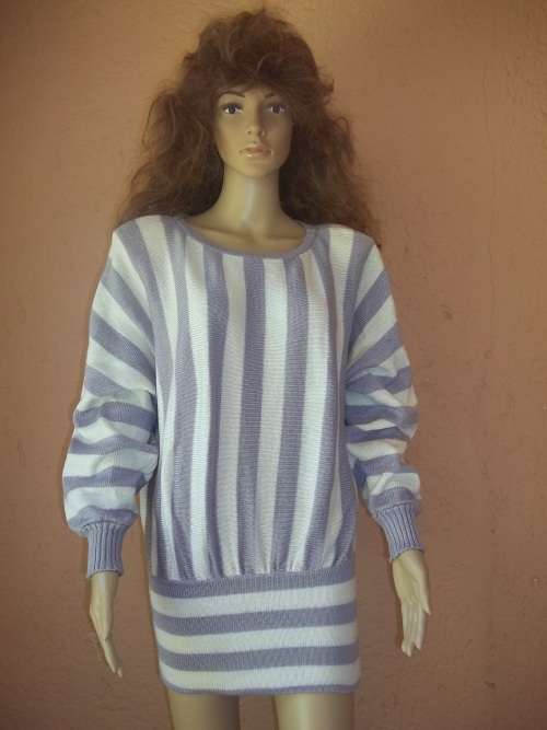 CARADA LILAC STRIPED LONG LINE VINTAGE SWEATER - SIZE 36