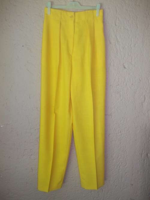 MISS CASSIDY VINTAGE - STUNNING CANARY YELLOW LINEN PANTS  - Size 32