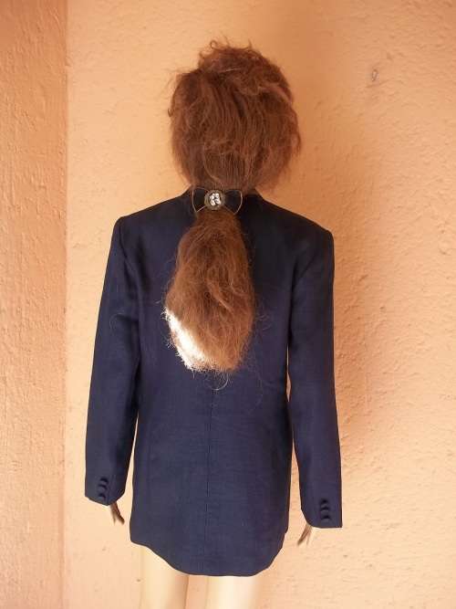 100 % LINEN - CLASSIC NAVY BLUE FULLY LINED IRISH LINEN BLAZER / JACKET - SIZE 32 (8)