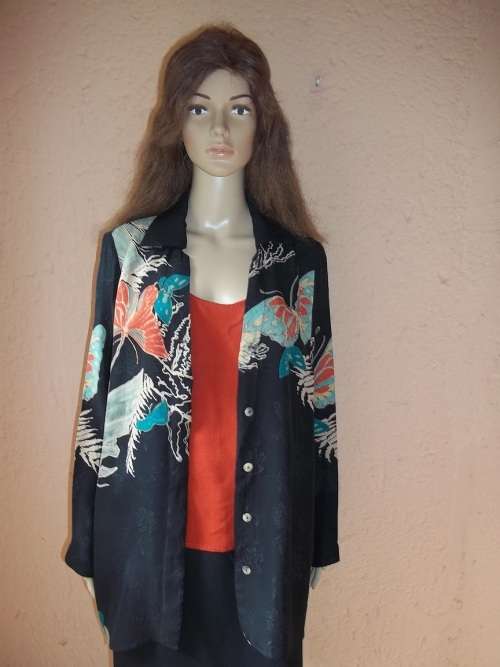 CITRON SANTA MONICA 100% SILK - ELEGANT, UNIQUE AND TIMELESS - SHIRT WITH CAMI - Size MEDIUM