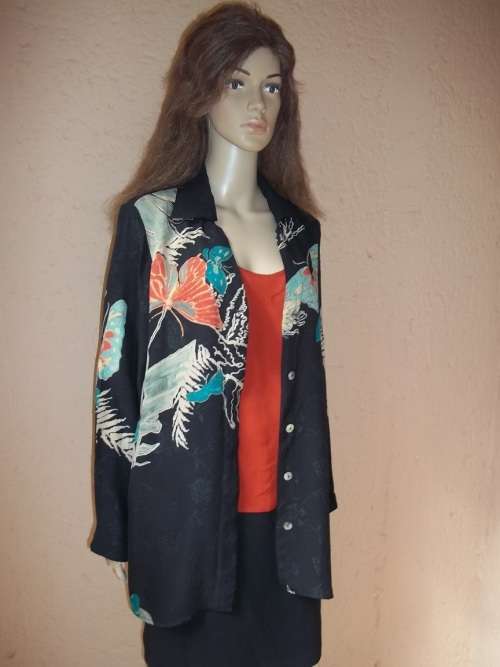 CITRON SANTA MONICA 100% SILK - ELEGANT, UNIQUE AND TIMELESS - SHIRT WITH CAMI - Size MEDIUM