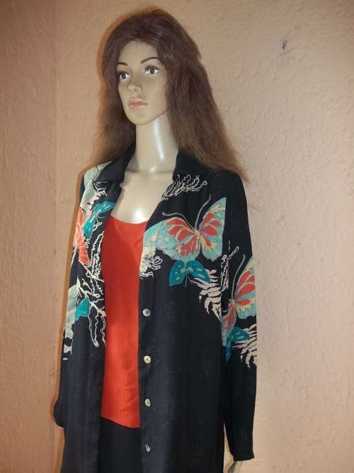 CITRON SANTA MONICA 100% SILK - ELEGANT, UNIQUE AND TIMELESS - SHIRT WITH CAMI - Size MEDIUM