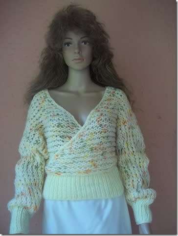 *** SALE*** YELLOW HAND KNITTED CROSS OVER SWEATER - Size 34