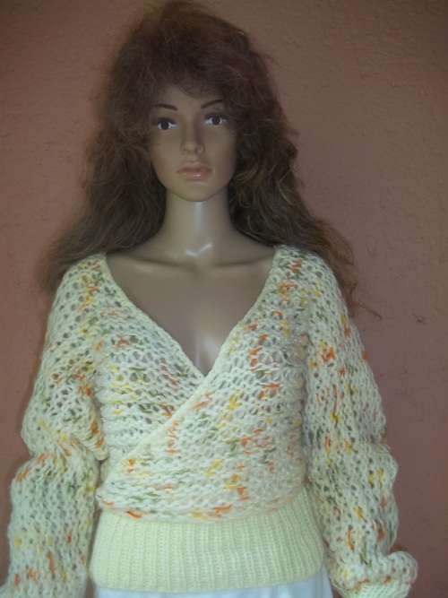 *** SALE*** YELLOW HAND KNITTED CROSS OVER SWEATER - Size 34