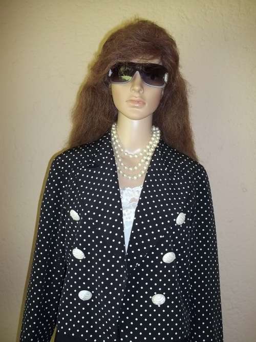 STUNNING BLACK POLKA DOT FULLY LINED CROPPED JACKET FROM GENEVIEVE WHALLEY  - SIZE 36