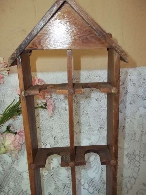 *** SALE *** WOODEN VINTAGE SPICE RACK WITH SIX GLASS CONTAINERS - CAN BE MOUNTED