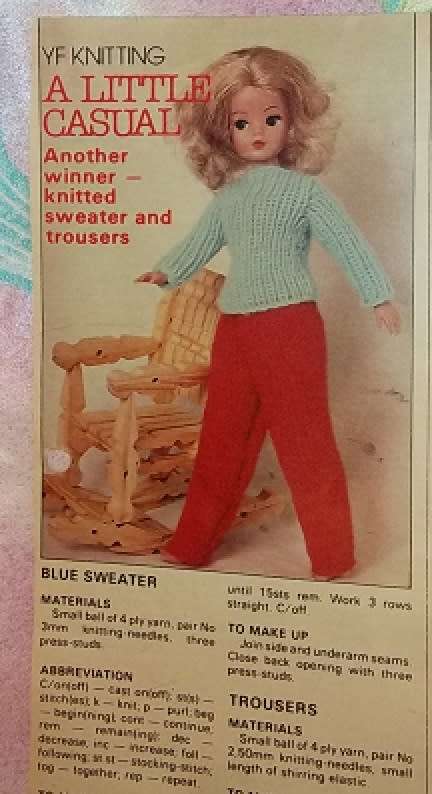 A LITTLE CASUAL - FOR 30 cm SINDY VINTAGE FASHION DOLL - SWEATER & TROUSERS - BARBIE ADJUSTMENT