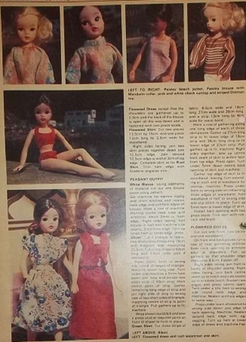ALL DOLLED UP - A COLLECTION OF PATTERNS FOR 30 cm SINDY VINTAGE FASHION DOLL - FULL SIZE PULL OUT