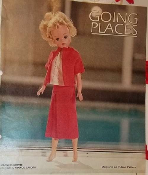GOING PLACES - FOR 30 cm SINDY VINTAGE FASHION DOLL- A SMART SUIT FOR SINDY - FULL SIZE PATTERN