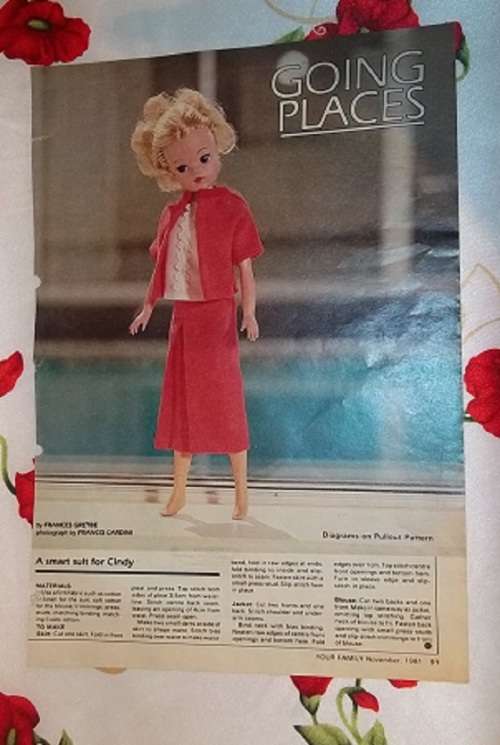 GOING PLACES - FOR 30 cm SINDY VINTAGE FASHION DOLL- A SMART SUIT FOR SINDY - FULL SIZE PATTERN