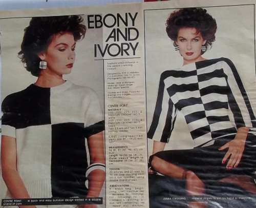 EBONY AND IVORY SOPHISTICATED KNITWEAR FROM FAIRLADY NOVEMBER 1983 - PINGOUIN - TO FIT 81 - 97 cm